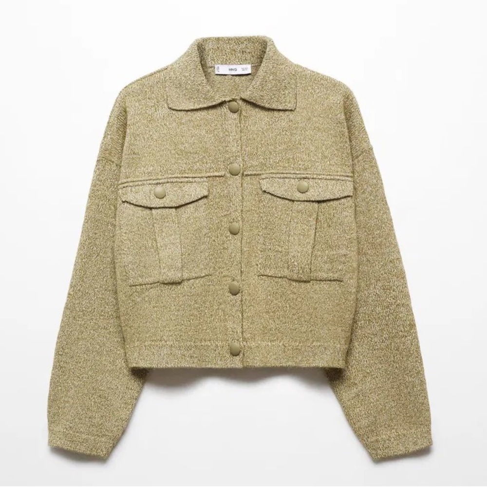 Mango green cardigan shacket